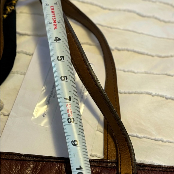 Fossil vintage brown leather tote style bag. EUC - Picture 6 of 7